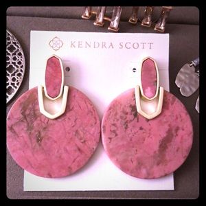 Didi Gold Statement Earrings In Pink Rhodonite